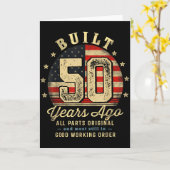 Built 50 Years Ago Funny 50th Birthday Usa Flag  カード (黄色い花)