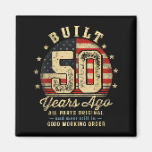Built 50 Years Ago Funny 50th Birthday Usa Flag  マグネット (正面)