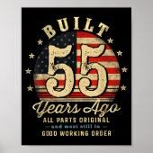 Built 55 Years Ago Funny 55th Birthday Usa Flag  ポスター (正面)