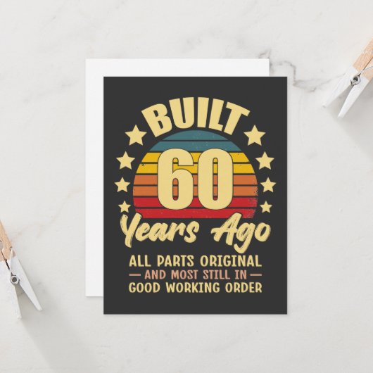 Built 60 Years Ago All Parts Original 60 Birthday カード (正面/裏面インサイチュ)