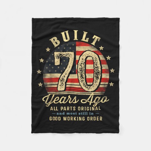 Built 70 Years Ago Funny 70th Birthday Usa Flag  フリースブランケット (正面)