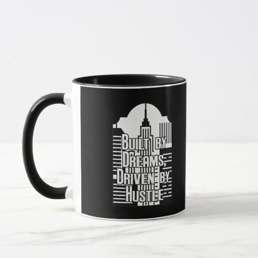 Built by Dreams Driven by Hustle City Design マグカップ (左)