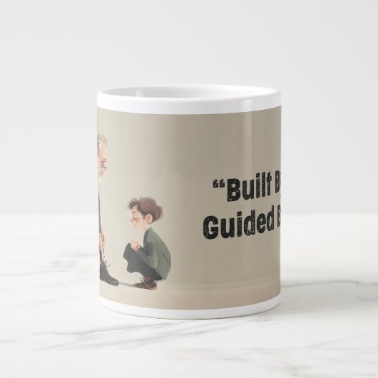Built By Love. Guided By Dad ジャンボコーヒーマグカップ (正面)