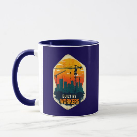 Built by Workers Industrial Skyline Labor Day Shir マグカップ (左)