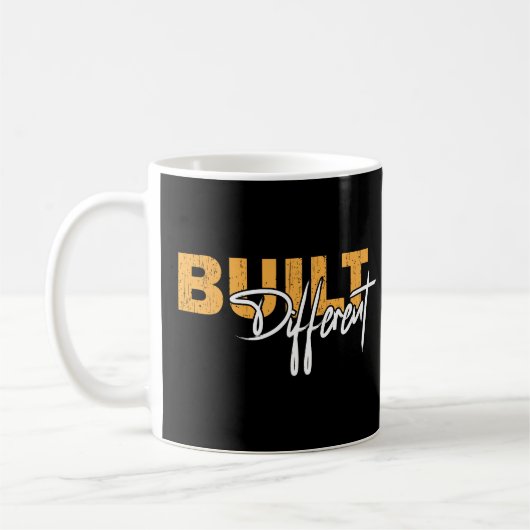 Built Different Bold Motivational Typography Des コーヒーマグカップ (左)