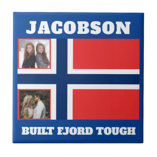 "Built Fjord Tough"とノルウェー国旗 タイル