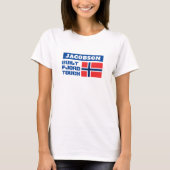 "Built Fjord Tough"とノルウェー国旗 Tシャツ (正面)