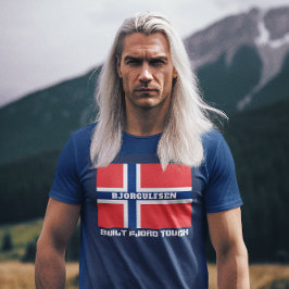 "Built Fjord Tough"とノルウェー国旗 Tシャツ