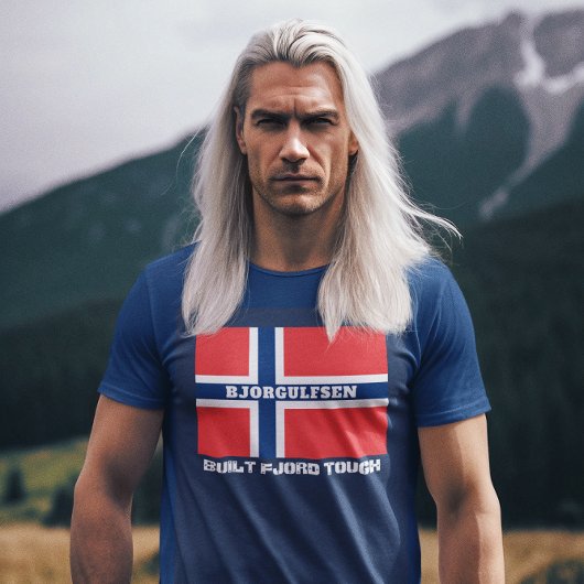 "Built Fjord Tough"とノルウェー国旗 Tシャツ