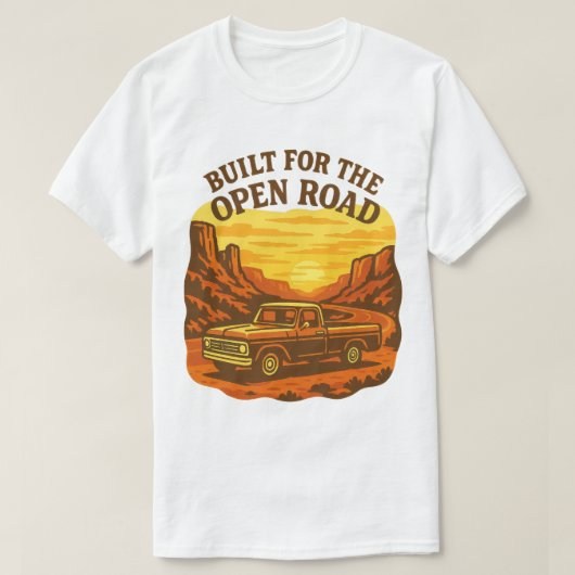 Built for the Open Road Retro Truck Art Tシャツ (デザイン正面)