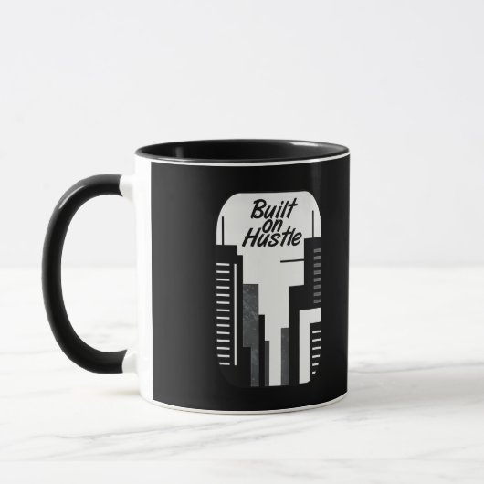 Built on Hustle City Skyline Minimalist Design マグカップ (左)