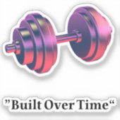 Built Over Time Motivational Dumbbell Custom-Cut V シール (正面)