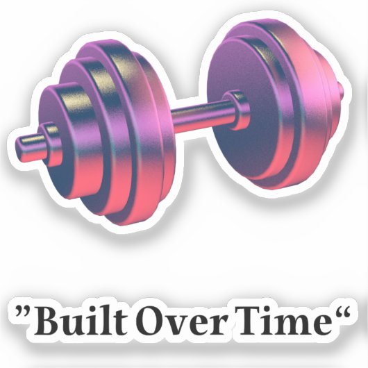 Built Over Time Motivational Dumbbell Custom-Cut V シール (正面)