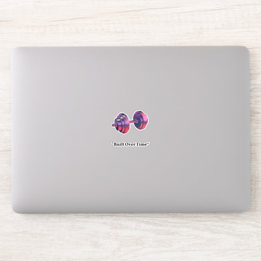 Built Over Time Motivational Dumbbell Custom-Cut V シール (コンピューター)