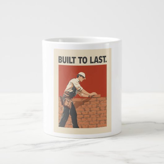 Built To Last Mason Construction Worker Art - Prof ジャンボコーヒーマグカップ (正面)