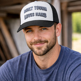 Built Tough Loves Hard Graphic - Blue-Collar Dad キャップ