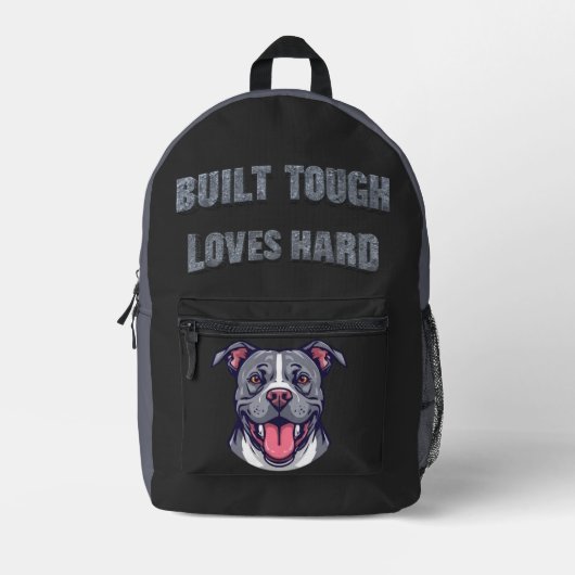 Built Tough Pit Bull - Bully Dog Lover プリントバックパック (正面)