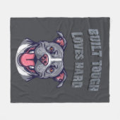 Built Tough Pit Bull - Bully Dog Lover Graphic Art フリースブランケット (正面(横))