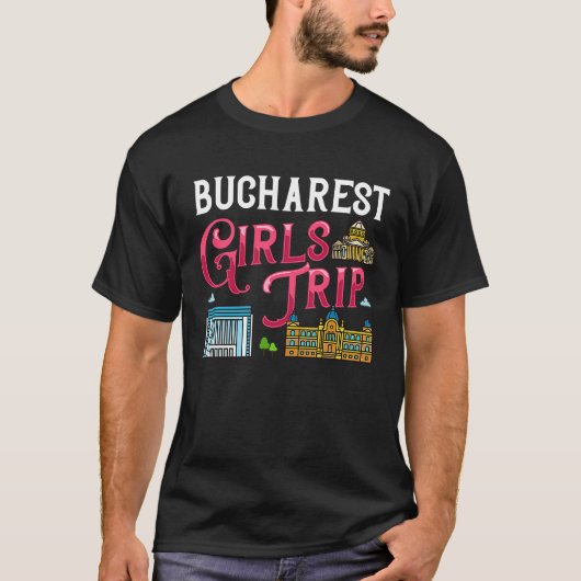 Bukarest Romania city skyline map travel Tシャツ (正面)