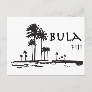 Bula Fiji Palm Treeグラフィック ポストカード