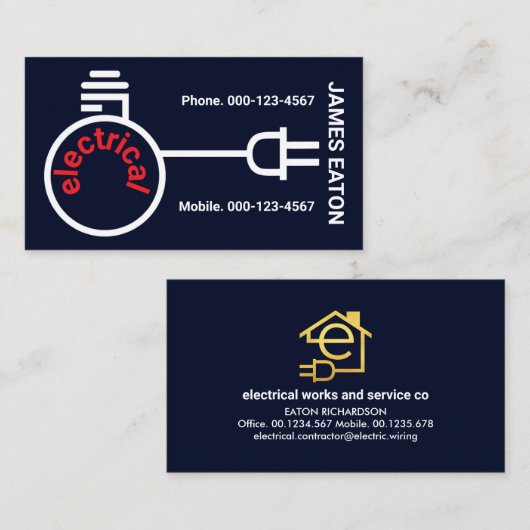 Bulb Power Plug Electrical Wiring 名刺 (正面/裏面)