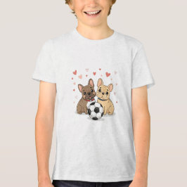 Buldog Francés with soccer ball Valentine's Day トライブレンドＴシャツ