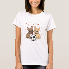 Buldog Francés with soccer ball Valentine's Day Tシャツ