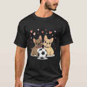 Buldog Francés with soccer ball Valentine's Day Tシャツ (正面)