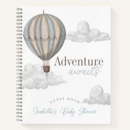 Bule Hot Air Balloon Baby Shower Guest Book ノートブック