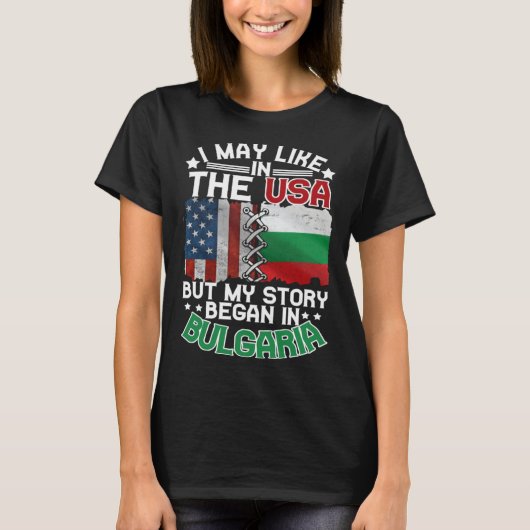 Bulgaria American Flag USA Bulgarian Roots Tシャツ (正面)