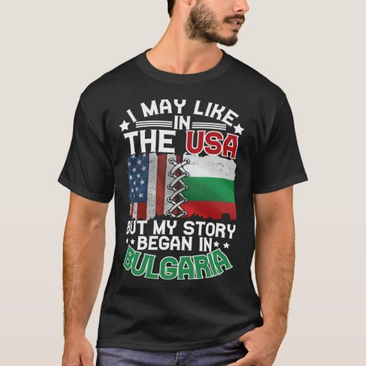 Bulgaria American Flag USA Bulgarian Roots Tシャツ (正面)