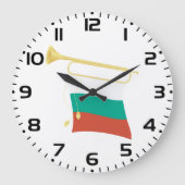 Bulgarian Flag and Bugle ラージ壁時計 (正面)