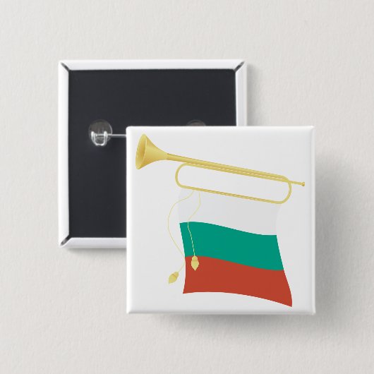 Bulgarian Flag and Bugle 缶バッジ (正面&裏面)