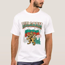 Bulgarian Patriotic Lion with Flag and Fireworks Tシャツ