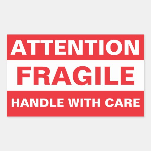 Bulk Attention Fragile Stickers (Handle with Care) 長方形シール (正面)