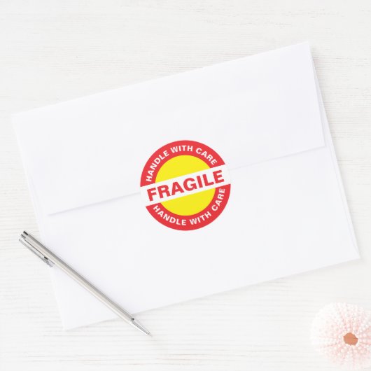 Bulk Fragile Stickers (Handle with Care) ラウンドシール (封筒)