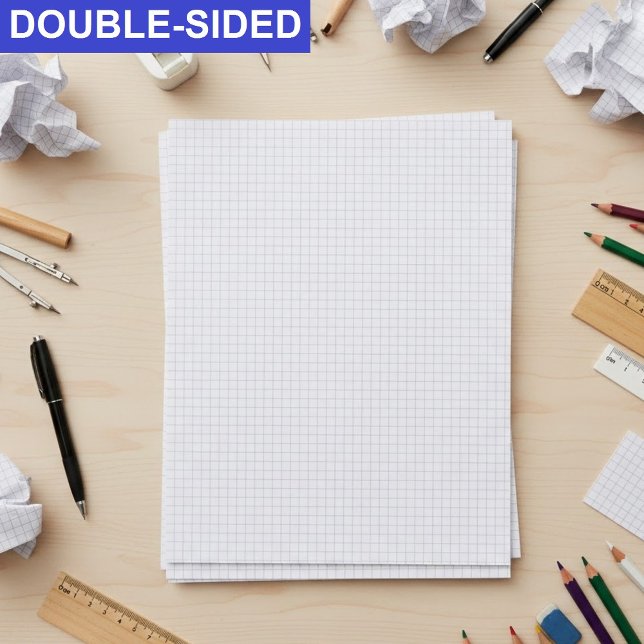 Bulk White Blank Ruled Grid Papers (Inch Squares) レターヘッド (simple grid paper for classrooms, Graph paper with gray lines, Inch square ruled paper bulk)