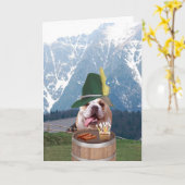 Bullおもしろいな犬のドイツのバースデー・カード カード (黄色い花)