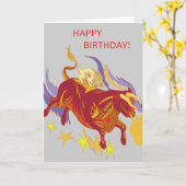 Bullおよびウサギのバースデー・カード カード (黄色い花)