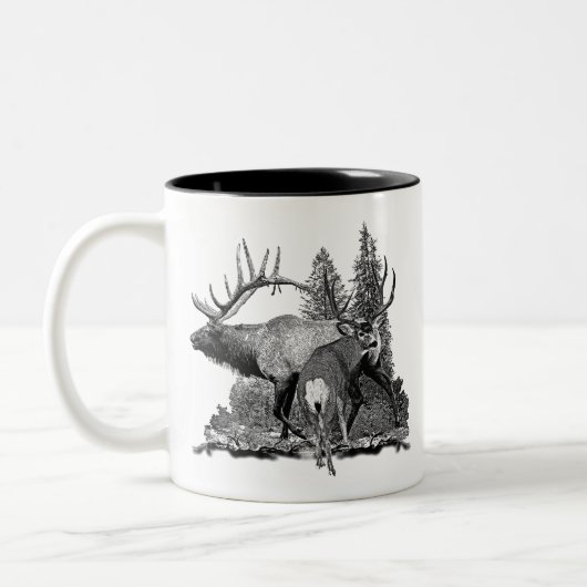 Bullおよび木びき台3 ツートーンマグカップ (左)