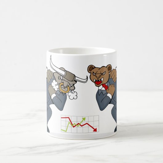 Bullくまの戦いの株式市場の漫画 コーヒーマグカップ (中央)