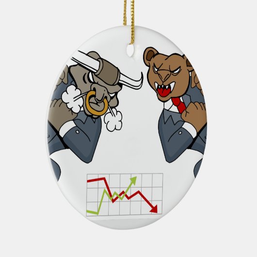 Bullくまの戦いの株式市場の漫画 セラミックオーナメント (右)