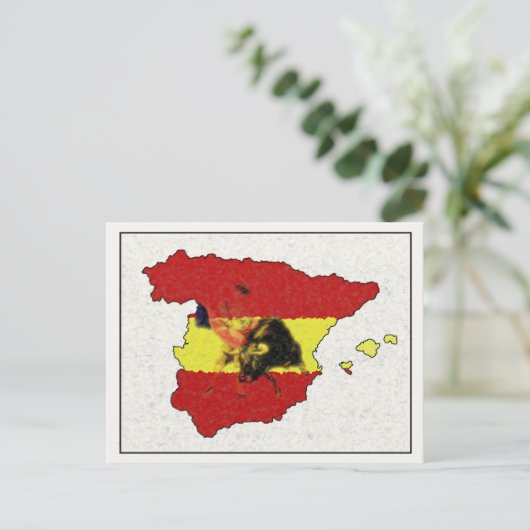 BullとMatadorを使用したスペインの地図はがき ポストカード (スタンド正面)