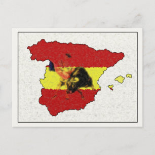 BullとMatadorを使用したスペインの地図はがき ポストカード