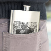 Bullのアメリカヘラジカに乗っているTeddy Roosevelt フラスク (インサイチュ)