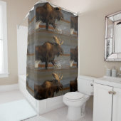 Bullのアメリカヘラジカのはねかけること シャワーカーテン (インサイチュ)