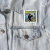 Bullのアメリカヘラジカの正方形Pin 缶バッジ (インサイチュ)