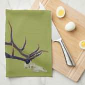 Bullのオオシカのスカルの側面図 キッチンタオル (四つ折り)