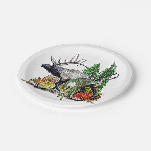 Bullのオオシカの木びき台のシカ ペーパープレート (アングル)