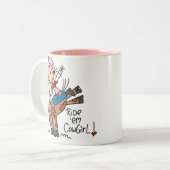 Bullのマグに乗っている棒の女性のカーボーイ ツートーンマグカップ (正面左)